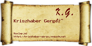 Kriszhaber Gergő névjegykártya